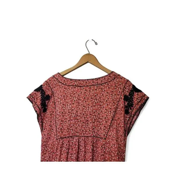 Sister Mary Embroidered Brown Floral Veronica Dress Small Boho Cottagecore - Picture 7 of 10